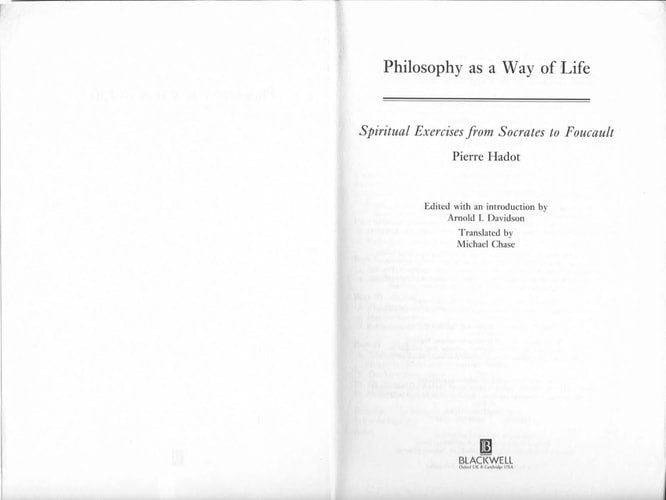 Philosophy as a Way of Life