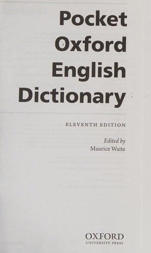 Pocket Oxford English Dictionary...