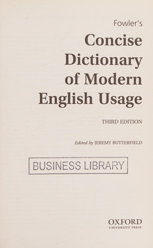 Fowler's Concise Dictionary of Modern...