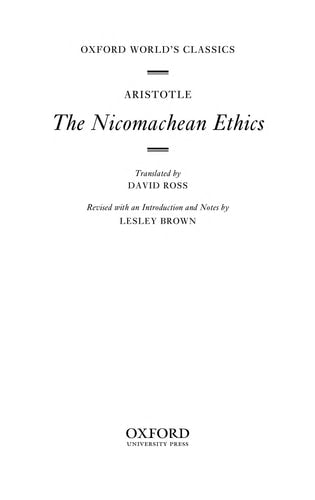 The Nicomachean Ethics